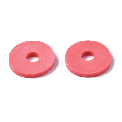 Flat Round Handmade Polymer Clay Beads CLAY-R067-10mm-14-1