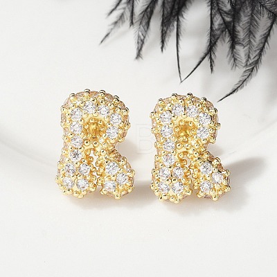 Brass Micro Pave Cubic Zirconia Stud Earrings EJEW-Z091-04G-R-1