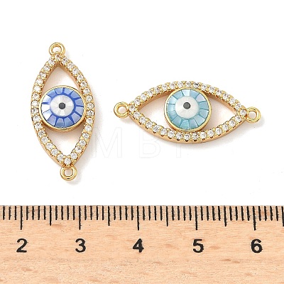 Brass Micro Pave Clear Cubic Zirconia Enamel Horse Eye Connector Charms KK-H534-02G-1