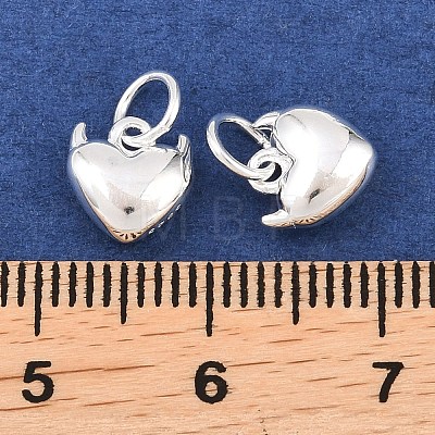 925 Sterling Silver Heart with Horn Charms STER-I024-03S-01-1