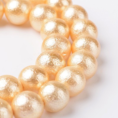 Round Wrinkled Shell Pearl Bead Strands BSHE-E006-8mm-M-1