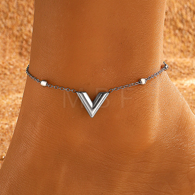 Stainless Steel Link Chain Anklet for Women WG34D3C-01-1