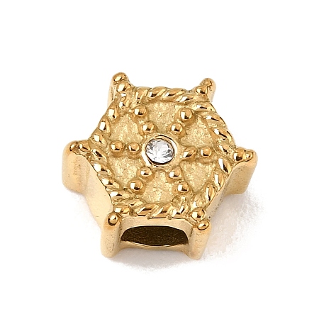 304 Stainless Steel with Crystal Rhinestone European Beads RB-CBAC900-06G-1