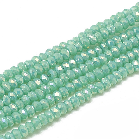 Electroplate Opaque Solid Color Glass Beads Strands EGLA-Q112-B05-1