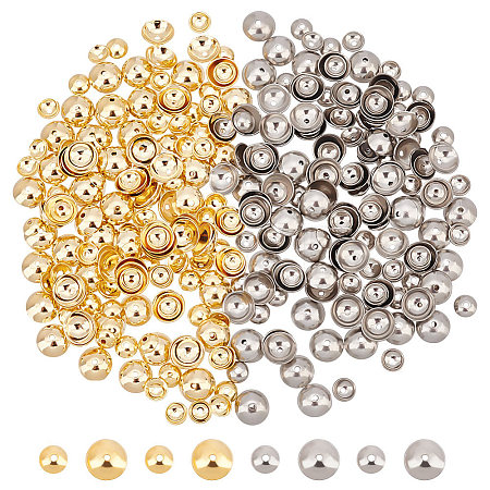 400Pcs 4 Style 304 Stainless Steel Bead Caps STAS-UN0042-70-1