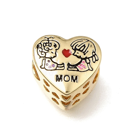Mother's Day Brass Enamel Beads KK-E802-14G-A-1