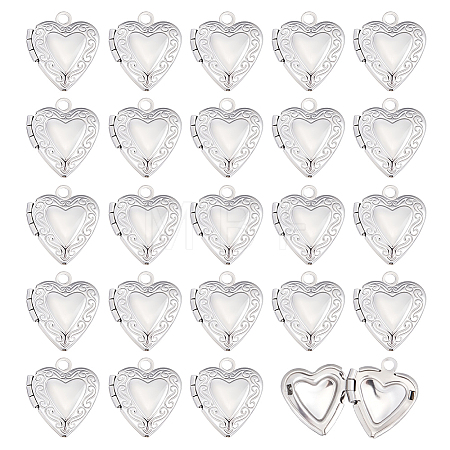 24Pcs 316 Stainless Steel Locket Pendants STAS-ME0003-39-1