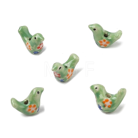 5Pcs Handmade Printed Porcelain Beads PORC-YW0001-27E-1