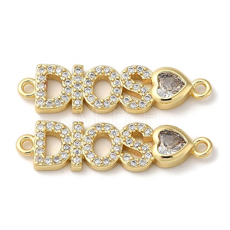 Rack Plating Brass Pave Clear Cubic Zirconia Connector Charms X-KK-K332-39G-1