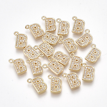 Brass Cubic Zirconia Charms KK-S348-330B-1