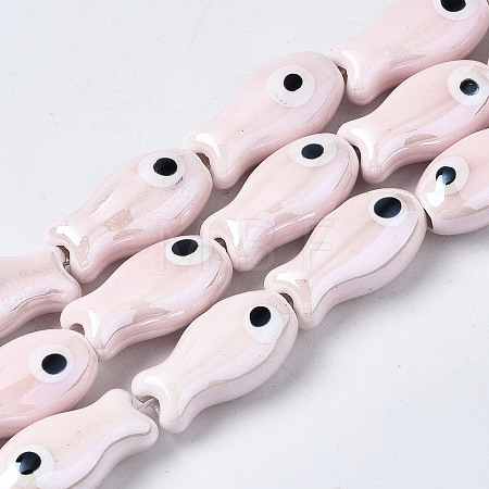 Handmade Porcelain Ceramic Beads Strands X1-PORC-T006-03Q-1
