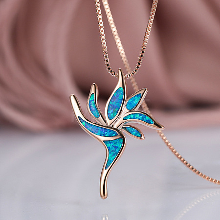 Hawaiian Bird Brass with Opal Pendant Necklaces FS-WG2F97F-03-1