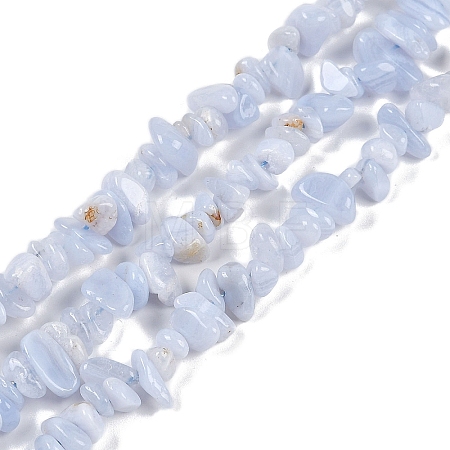 Natural Blue Lace Agate Chip Beads Strands G-E271-73-A-1