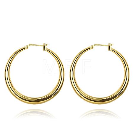 Adorable Design Ring Brass Hoop Earrings EJEW-BB07351-G-1