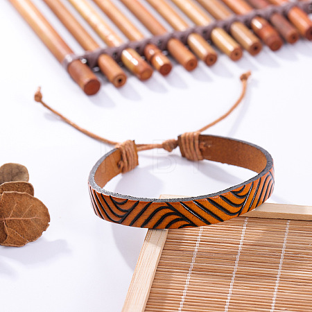 Tribal Print Imitation Leather Cord Braided Bracelets WG61E64-01-1