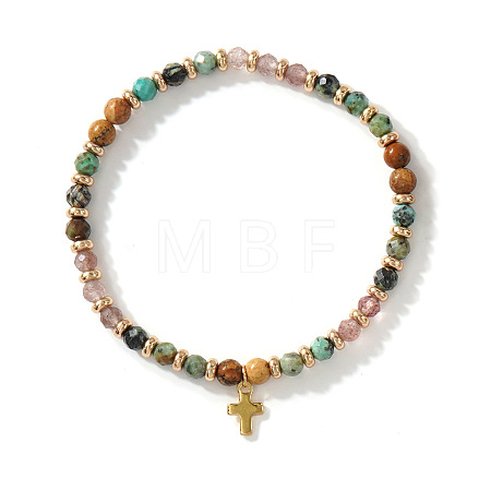 Vintage Brass Cross Charm Bracelets GR0330-1-1