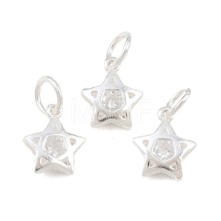 925 Sterling Silver Pave Clear Cubic Zirconia Charms STER-A049-08C-S-1