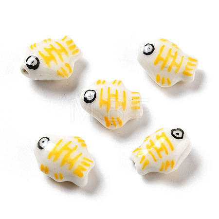 Handmade Printed Porcelain Beads PORC-F005-03B-1