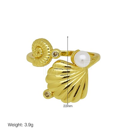 Brass Pave Clear Cubic Zirconia Cuff Open Rings WGDC6FB-03-1