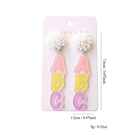 Back to School Acrylic Dangle Stud Earrings FS-WGAA197-02-1