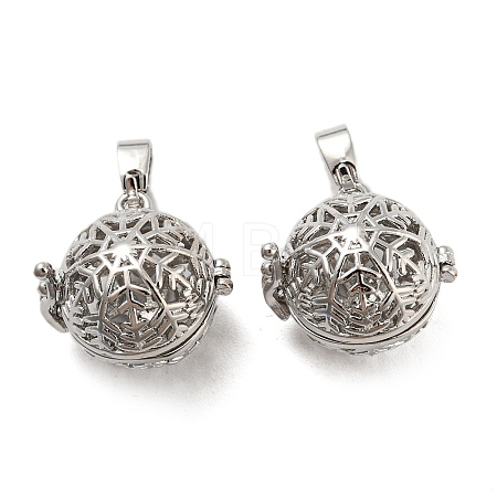 Rack Plating Brass Hollow Round Cage Pendants KK-P238-03P-1