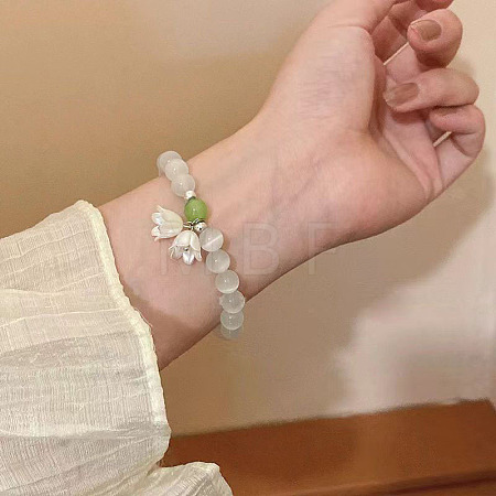 Cat Eye Round Beaded Stretch Bracelets WG66F0A-05-1