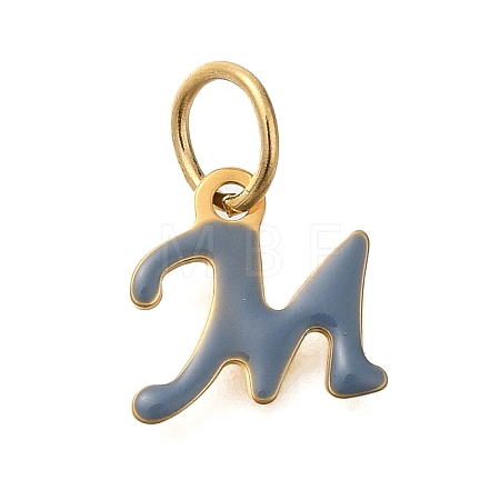Ion Plating(IP) 304 Stainless Steel Enamel Alphabet Charms STAS-F308-02G-M-1