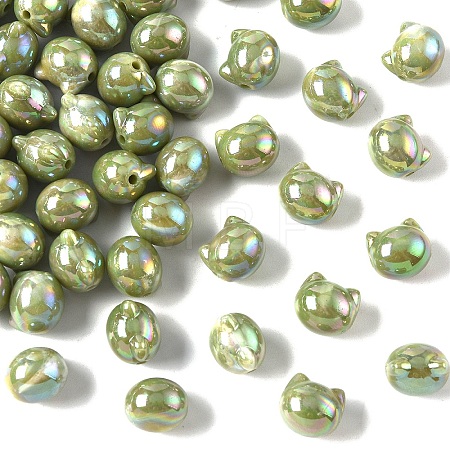 50Pcs UV Plating Opaque Acrylic Beads OACR-YW0003-10I-1
