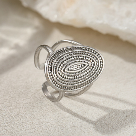 Oval 201 Stainless Steel Cuff Rings for Women FS-WG26F46-06-1