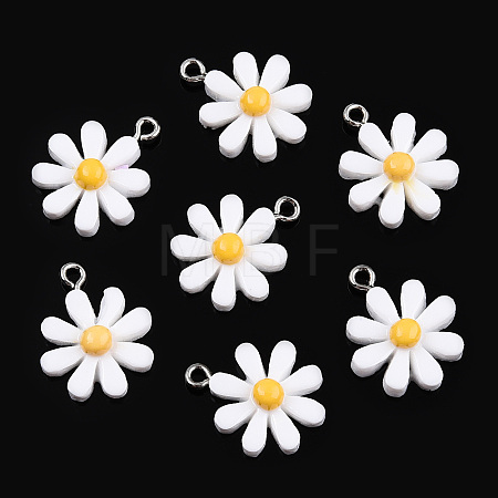 Opaque Resin Pendants RESI-WH0037-01B-1