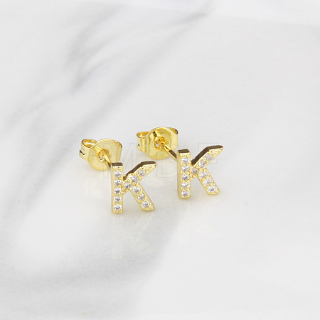 Brass Clear Cubic Zirconia Stud Earrings WGC2A80-11-1