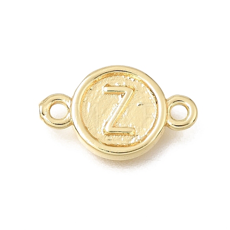 Brass Disc with Initial Links Connector Charms KK-E802-36G-Z-1