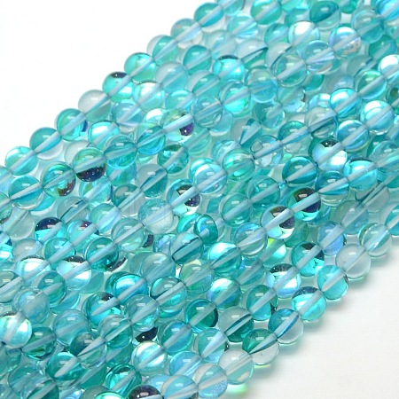 Synthetic Moonstone Beads Strands G-F143-6mm-07-1