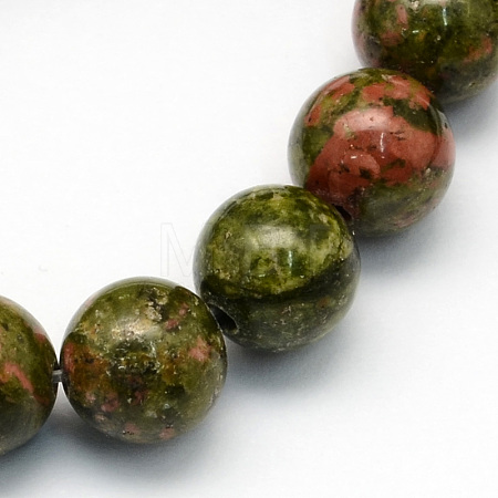 Natural Unakite Round Beads Strands G-S175-10mm-1