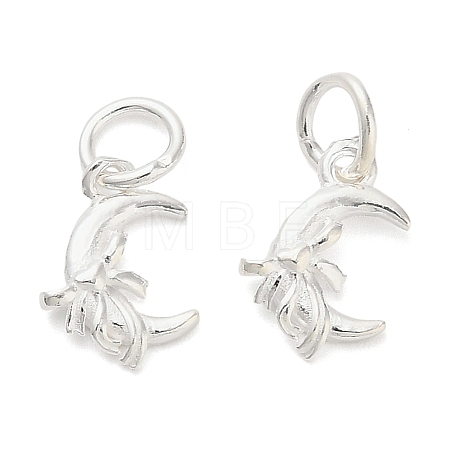 925 Sterling Silver Moon with Bowknot Charms STER-P071-05S-1