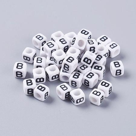 Acrylic Horizontal Hole Letter Beads PL37C9308-B-1