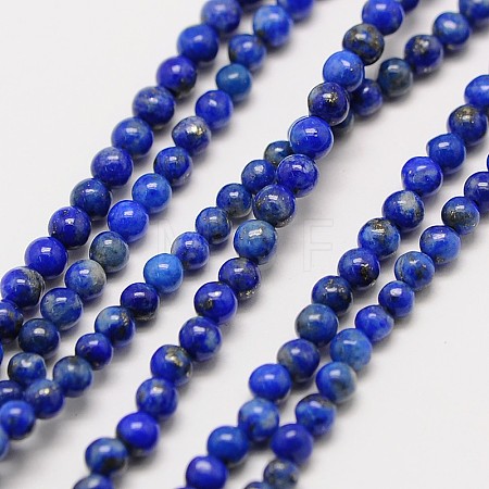 Natural Gemstone Lapis Lazuli Round Beads Strands G-A130-3mm-28-1