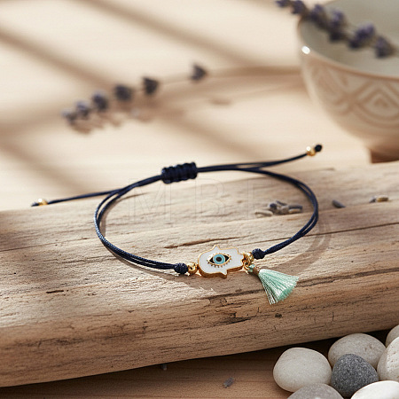 Hamsa Hand with Evil Eye Alloy Enamel Charm Bracelets GS7845-2-1