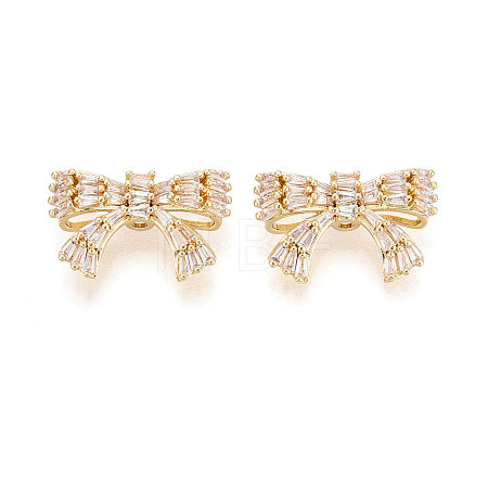 Brass Micro Pave Cubic Zirconia Beads KK-N276-11G-1