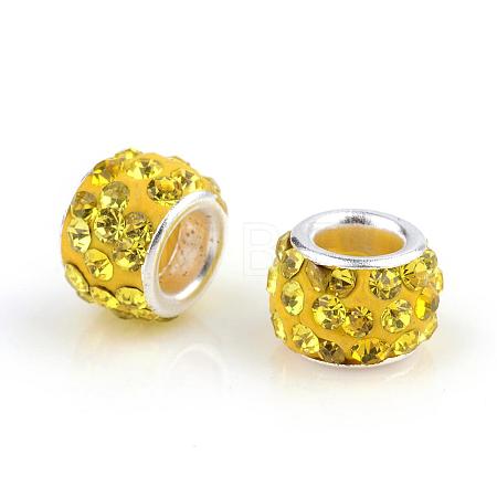 Polymer Clay Rhinestone European Beads CPDL-T001-13-1