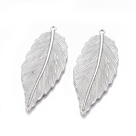 Tibetan Style Alloy Leaf Large Pendants TIBEP-S607-AS-LF-1