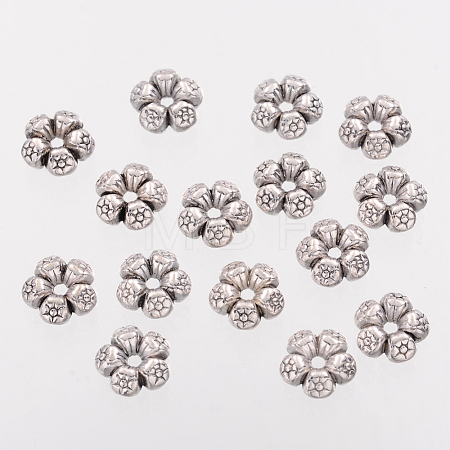 Heart Tibetan Style Charms Tibetan Silver Spacers Beads X-AC0752-NF-1