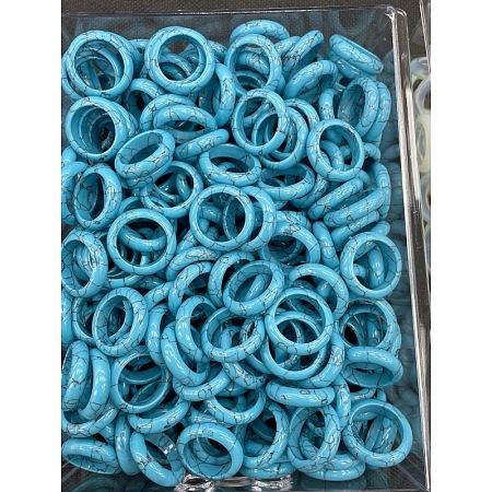 Synthetic Turquoise Finger Rings WG8089A-13-1