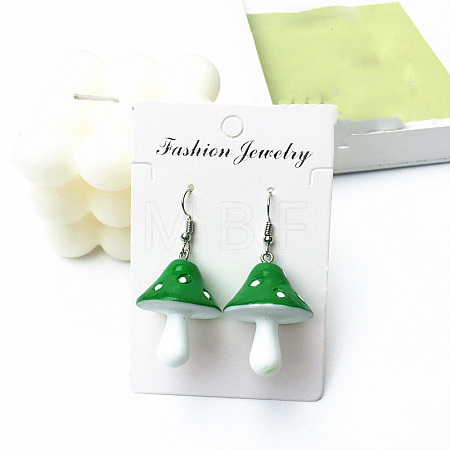 Alloy & Resin Mushroom Dangle Earrings FS-WGBD217-08-1