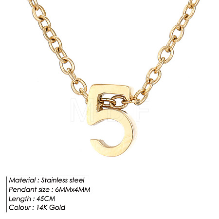 304 Stainless Steel Number Pendant Necklaces FS-WG6717D-03-1