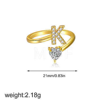 Brass Micro Pave Clear Cubic Zirconia Cuff Open Rings FS-WGF859A-18-1