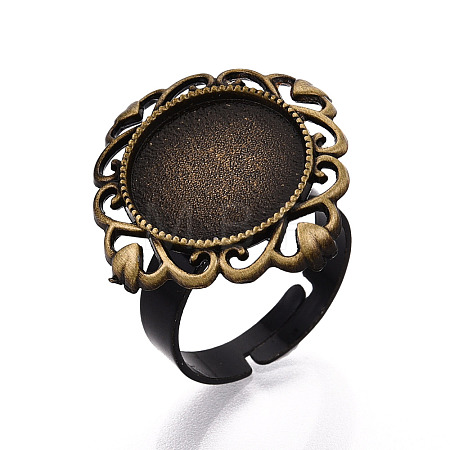 Adjustable Rhombus Alloy & Iron Bezel Cup Ring Base with Rotatable Tray MAK-T012-02AB-1