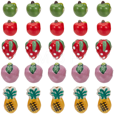 25Pcs 5 Styles Handmade Porcelain Beads PORC-PA0001-52-1