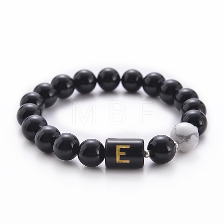 10MM Natural Black Onyx(Dyed & Heated) and Howlite Beaded Stretch Bracelets RH2290-5-1