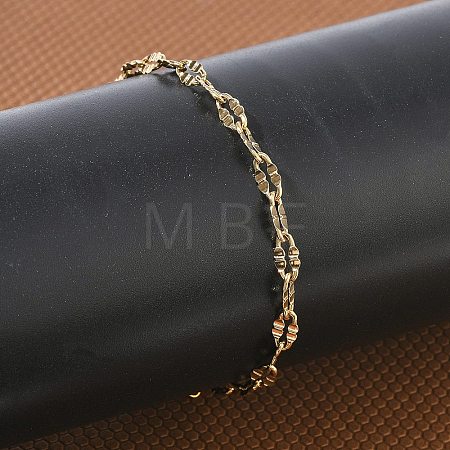 304 Stainless Steel Dapped Chains Bracelets for Women BJEW-D466-08B-G-1